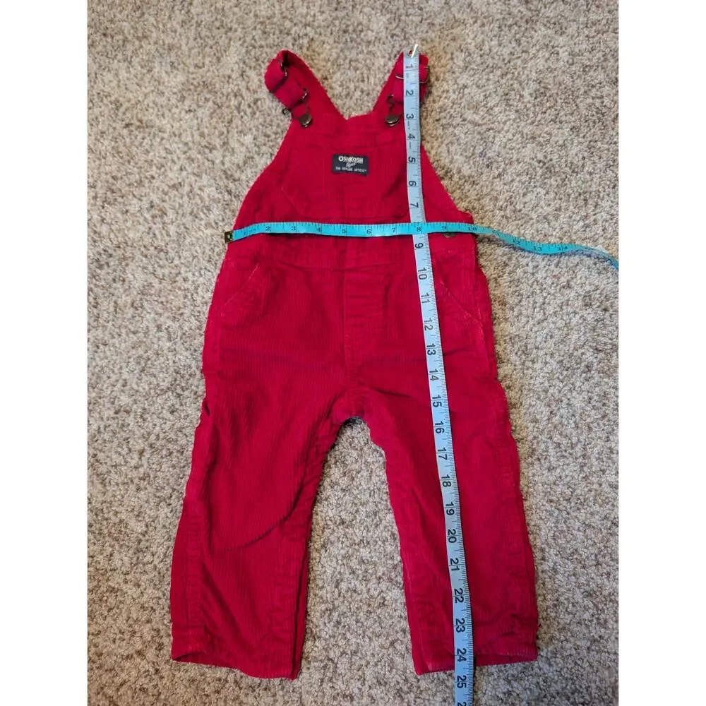 OshKosh B’gosh Baby Red Corduroy Overalls Size 18 Months Vintage Style Outfit